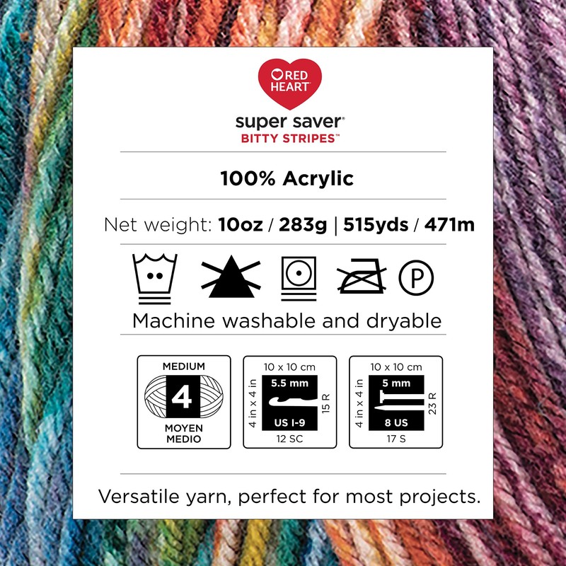 Red Heart Super Saver Bitty Stripes Crayon Box Yarn -