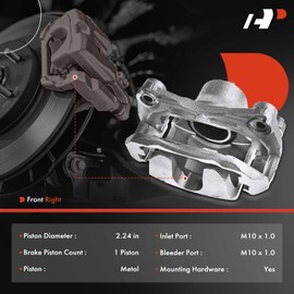 A-Premium Disc Brake Caliper Assembly with Bracket Compatible with Select Nissan Models - Juke 2011-2017, Sentra 2017-2019, L4 1.6L - Front Right Passenger Side