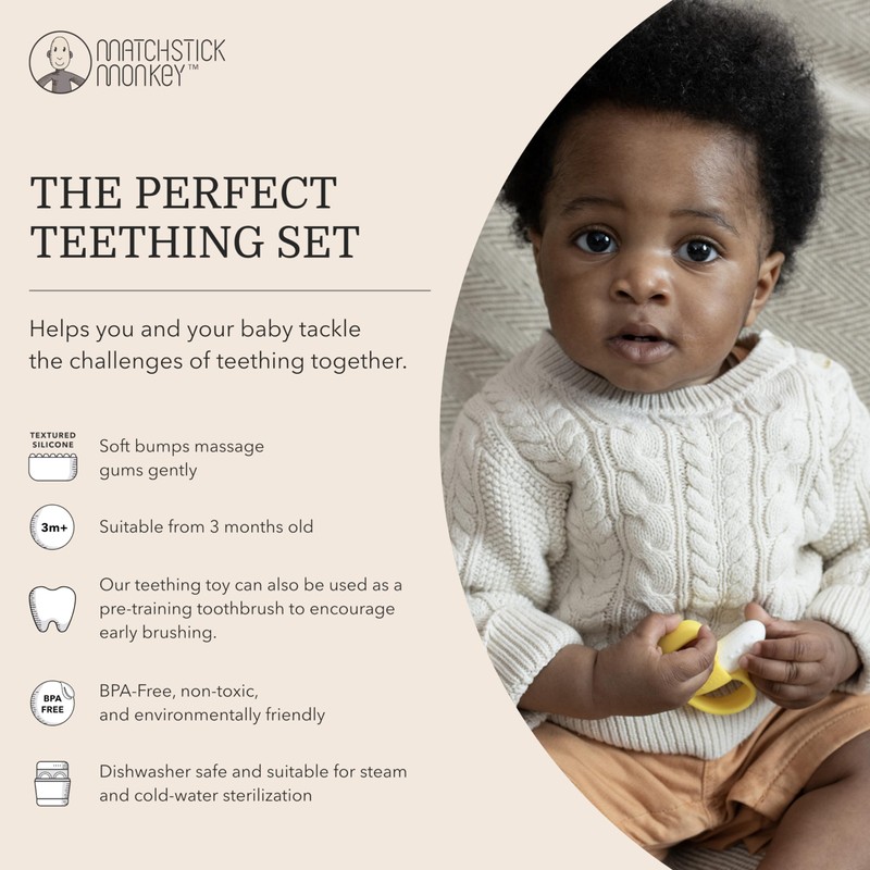 Matchstick Monkey, Antimicrobial Teething Gift Set - 1 Banana Shaped
