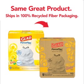 Glad Glad Trash Bags, ForceFlex Tall Kitchen Drawstring Garbage Bags, 13 Gal, Gain Lemon Zest, 110 Ct, Pack May Vary