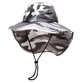 MIRMARU Outdoor Sun Protection Hunting Hiking Fishing Cap Wide Brim hat with Neck Flap (CityCamo,SM)