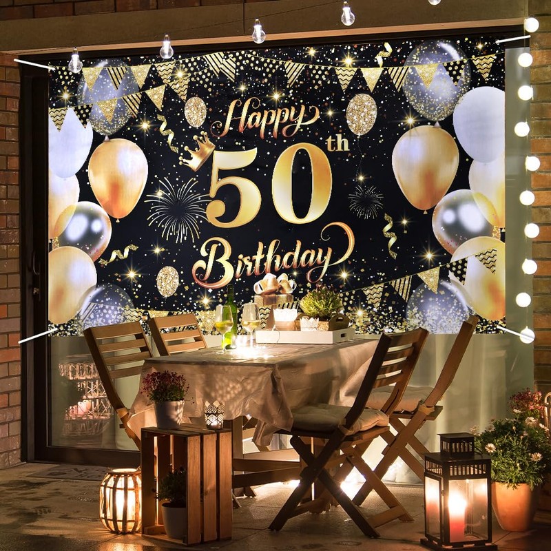 ANOMM 50 Anni Striscione di Compleanno, Compleanno Decorazioni-180 * 110