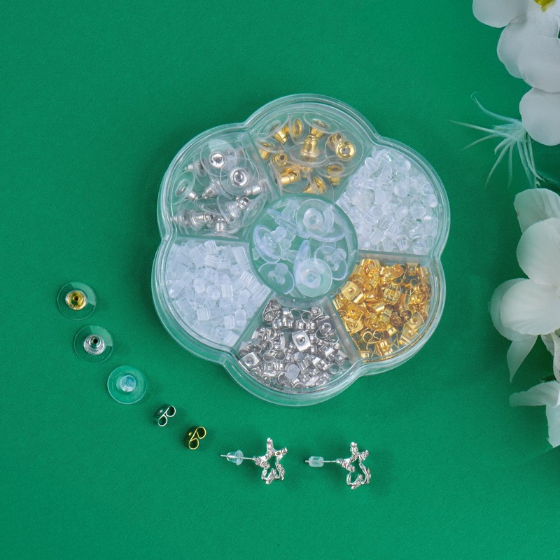 7 Styles Silicone Earring Backs Replacements for Studs/Droopy Ears/Heavy Earring,550Pcs