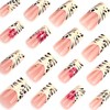 Leopard Print French Tip Press on Nails Long Square Fake