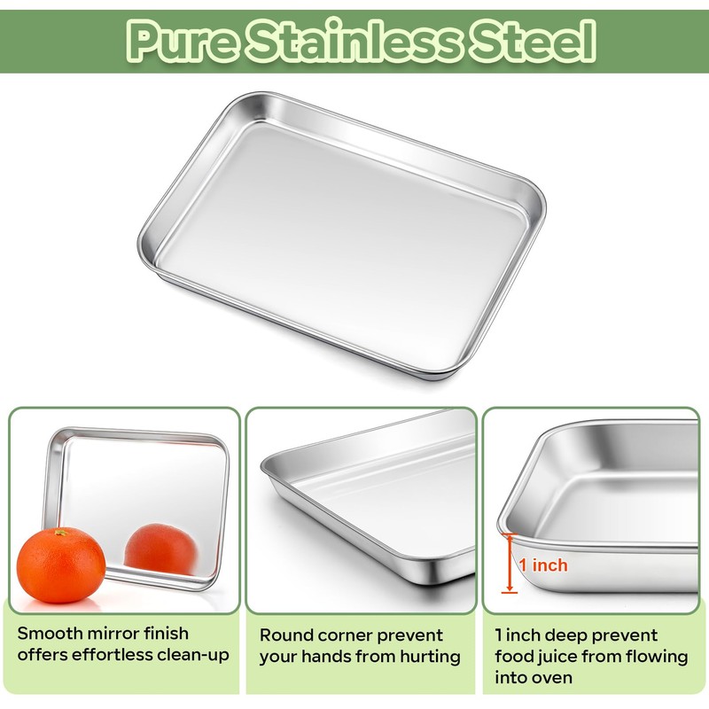 TeamFar Toaster Oven Pan with Rack Set, 9’’ x 7’’