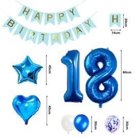 18th Birthday Balloons, Balloons, Decoration Set, Blue, Number Balloons, 18, Happy Birthday Garland, Heart Balloons, Confetti Balloons, Birthday Balloons, Boys, Girls, Celebrations, Birthdays,