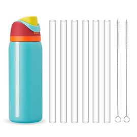 WK ieason 6Pcs Ersatz-Plastikstrohhalme für Owala FreeSip 24oz & 32oz wiederverwendbare Trinkhalme für Flip isolierte Edelstahl-Wasserflasche 24 oz, mit 2pcs Strohhalm-Reiniger-Bürsten