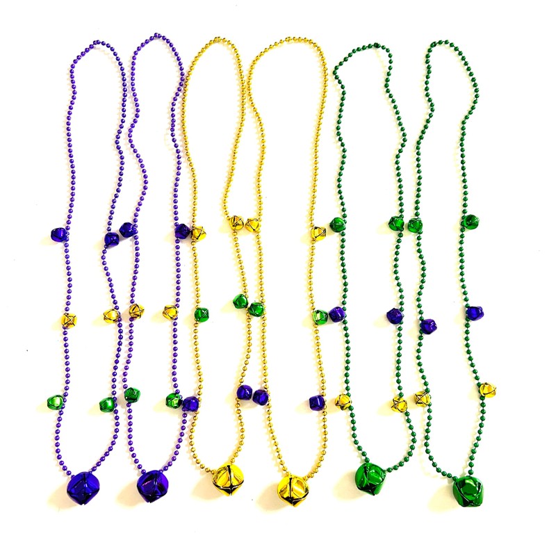 YSPPF 15 Pcs Mardi Gras Jingle Bell Beads Gold Purple