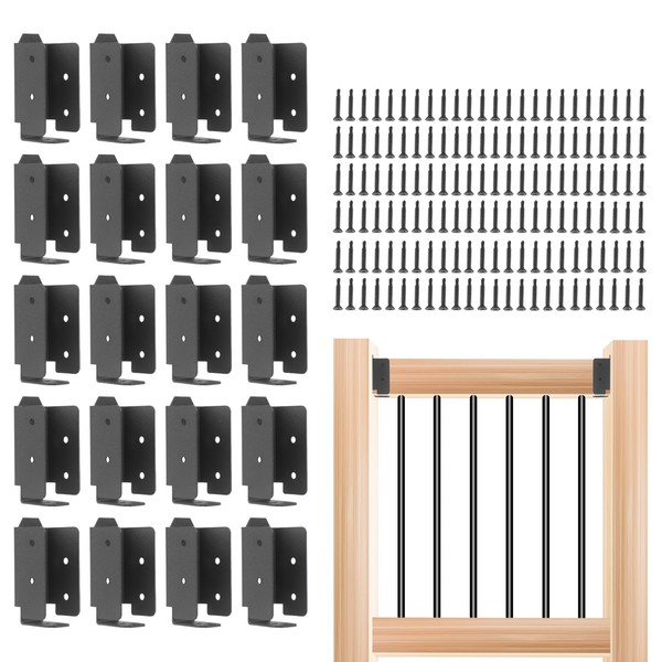 Meruzy 20 PCS Steel Deck Railing Brackets Connectors, 2x4 Brackets