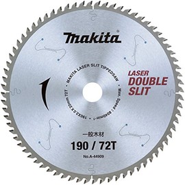Makita A-44909 Chip Saw, Outer Diameter: 7.5 inches (190 mm), No. of Blades: 72, Double Slit, For General Woodworking, Sliding Circular Saws