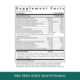 MICHAEL'S Health Naturopathic Programs Pre-Teen Girls - 30 Vegetarian Tablets - Daily Multivitamin for Healthy Growth & Development - Kosher - 15 Servings