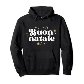 Vintage Buon Natale Italian Christmas Italy Pride Xmas Pullover Hoodie, black