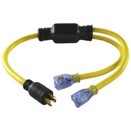 Conntek YL1420520S 20-Amp 125/250-volt L14-20P Generator Y-Adapter 4-Prong Male Plug to U.S. 15/20-Amp Female Connectors