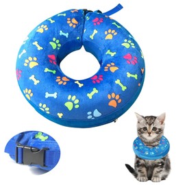 LittleBean Inflatable Neck Collar Dog Cat Protective Collar for Pets Dog Collar Lick Protection for Recovery After Surgery or Wounds (Blue Claws, Neck: 7 - 10 inches) S)