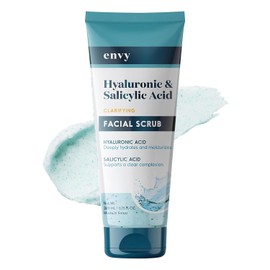 Envy- Exfoliante facial con ácido hialurónico y ácido salicílico: exfoliante facial antienvejecimiento que hidrata profundamente y