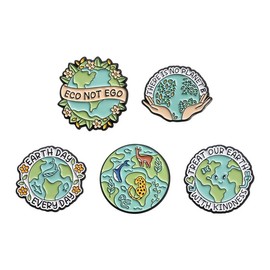 ROFARSO Earth Enamel Lapel Pin Set Cartoon Protect the Environment Pin, Accessory for Backpacks Clothing Bags Hats Shirts (5piccs pin set)