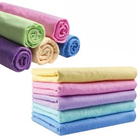 GEARS Chamois Towel, Size M, Set of 2, Swim Towel, Sports Towel, Large, Large, Water Absorbent, Quick Drying, Hair, Car, Wash, Window, Washroom, Pool, Sports, Plain, Pet, Pink & Green