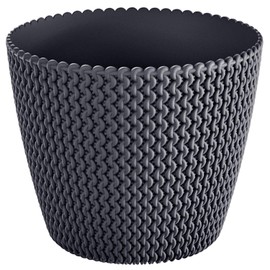 Prosperplast Splofy Flower Pot, Planter, Flower Pot, Knitting Pattern, Plastic (157 mm, Anthracite)