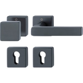 HOPPE Dallas Door Handle and Knob Fixed on Square Rosette PZ for Door Thickness 37-42 mm Aluminium Matte Black