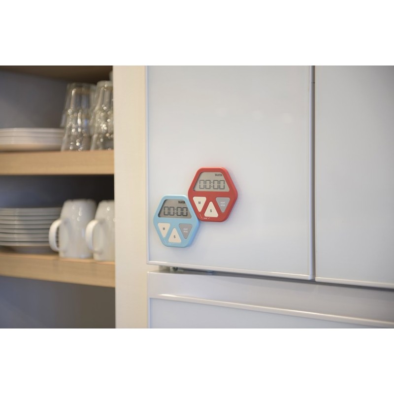 TANITA Kitchen Study Learning Timer with Suction Cup, Slim Red