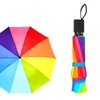 GZYFUVALW Rainbow Color Umbrella 10 Rib Strong Wind Resistant Frame,