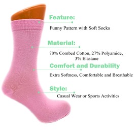 AWS/American Made Luxury Combed Cotton Women Socks Crew Length Colorful 6 Pairs Size 9-11 (Design 3)