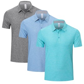 Cimic 3 Pack Polo Shirts for Men Short Sleeve Tennis Workout Gym Golf Moisture Wicking Athletic Collar Tops(P8010) Black Blue Green-XL