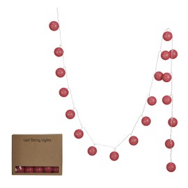 Creative Co-Op Fabric String Ball Lights with Plastic Cord and 20 Lights, Fuchsia