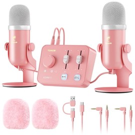 TONOR ASMR Equipment Bundle with Dual Condenser Mics and Audio Mixer for Clear Sound and Immersive 3D Audio - Color: black