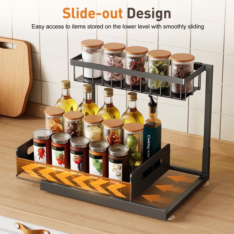 Under Sink Organizer 2 Pack,Pull Out Cabinet Organizer Shelf,Kitchen Bathroom