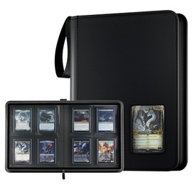 ProCase 4 Pocket Top Loader Binder, Holding 144 Cards in 3"x4" Toploaders, Side Loading Small Book Folder with Clear Window for Pokemon, Trading, Sports Cards Collection TCG, MTG -Black