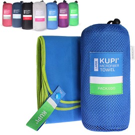 kupi Microfibre Towels S M L XL XXL Travel Towel Slightly Absorbent - Microfibre Towel Set Sports Towel Fitness - Sauna Bath Towel Beach Towel Quick Drying (Blue, 80 x 40 cm + Bag)