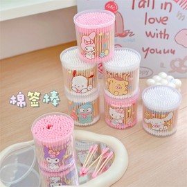 Colormi Portable Hygienic Spiral Disposable Cotton Swabs, Macaron Double-Headed (A6) Free Size/Get You 40ea