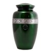 Silver Engraved Cremation Urn for Human Ashes | Green Aluminum