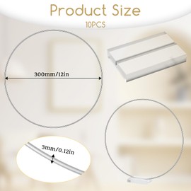 10 Pack 12 Inch Metal Floral Hoop Centerpiece with Acrylic Stand , Elegant Flower Hoops Table Decorations Wreath Macrame Hoop Rings for DIY Crafts, Wedding, Birthday, Dream Catcher Rings (Silver)