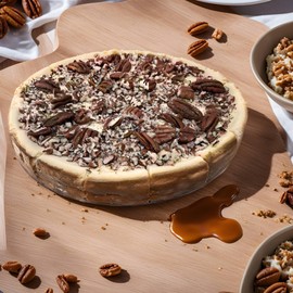 Andy Anand Sugar-Free Caramel Pecan Cheesecake, 9" & 2.8 lbs - Gourmet New York Style, Fresh California Cream Cheese, No Preservatives, Handmade & Decadent