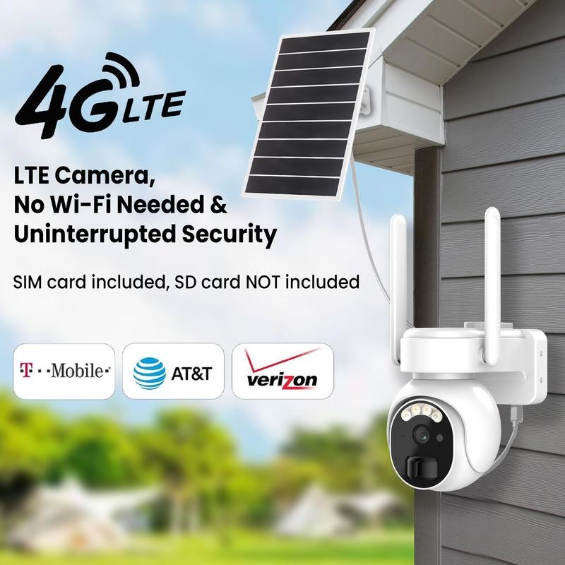 4G LTE Solar Cellular Security Camera, No WiFi Waterproof Outdoor