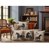UZFNY Animals Black Horse Double Sided White Linen Pillow Cover