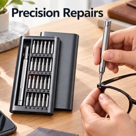 25-in-1 Precision Screwdriver Set – 24 CR-V Steel Bits with Aluminum Alloy Handle for Phone, Laptop & Watch Repair