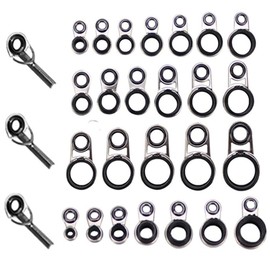Rod Guide, Set of 25 Fishing Rods, Rod Guide, Eye Ring, Eye, 0.08 - 0.6 inches (2.0 - 15 mm), Various Sizes, Fishing Rod Repair Kit, Stainless Steel, Fishing Rod Guide, Ceramic Ring, Replacement