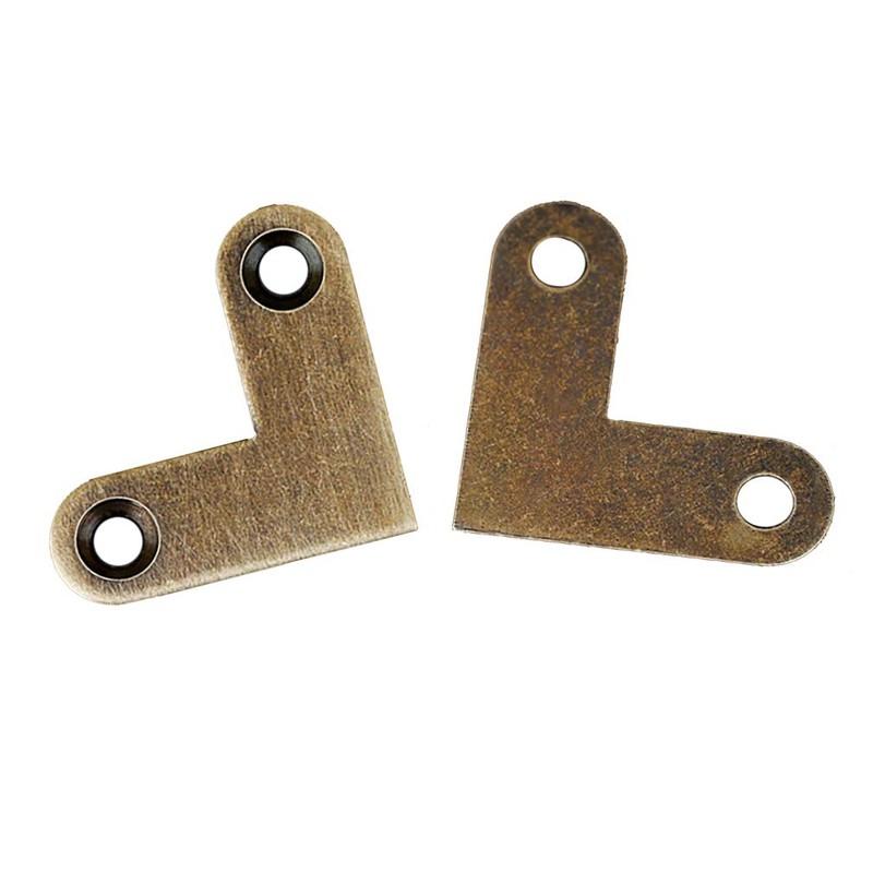 Tiazza 8Pcs Antique L Shape Brass Flat Corner Bracket Joint