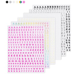 MECCANIXITY Nail Letter Stickers 6 Sheets, 3D Holographic Alphabet Nail Decals Self-Adhesive for Women DIY Nail Art Decoration, Multicolor