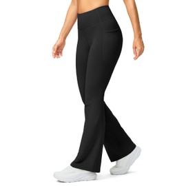 G Gradual Women's Fleece Lined Pants High Waist Winter Thermal Warm Flare Leggings Hiking Yoga Pants Women with Pockets(Black,29-M)