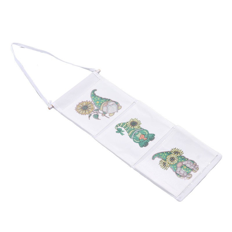 Hanging Storage Bag 3 Compartment Foldable Rhinestone Painting Pattern DIY