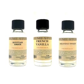 Fragrance Oil Set 3-Pk 1oz Each for Making Soaps, Candles, Bath Bombs, Lotions, Room Sprays, Colognes (Aromatic Oriental, Egyptian Amber, French Vanilla, Heavenly Sweet)