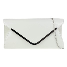Girly Handbags Women's Glossy Oversized Clutch Bag, White
