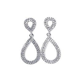 ecozran Dainty Teardrop Dangle Earrings Shiny rhinestone stud earrings Christmas Party Holiday Jewelry Gifts for Women (Silver Style 1, one size)