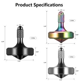 CHEETOP Exquisite Metal Spinning Top, Nicely Machined Stainless Steel Fidget Toy, Perfect Balance Spin Time for Over 9 Mins, Waste Time Efficiently, Easy to Work (Large, 3PCS Black+Silver+Iridescent)
