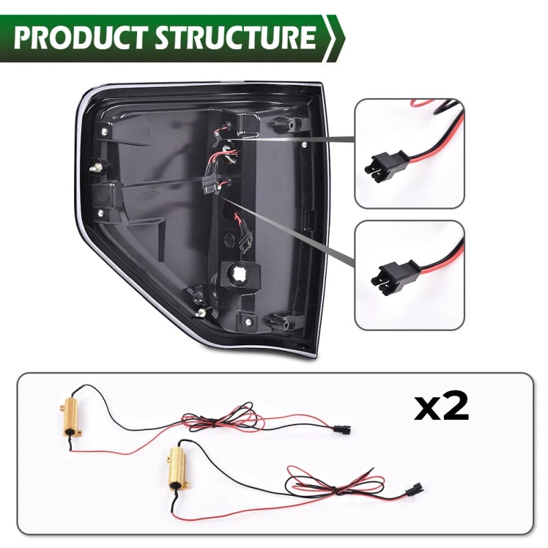 G-PLUS Fit For 2009-2014 Ford F-150 LED Tube Tail Lights
