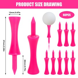 Feirdhoo Golf Tees 57mm 60 Stück Kunststoff Golftees Tee Set für Driver Wert Wiederverwendbar Kunststoff Tees Golf für Golfer Praxis & Training